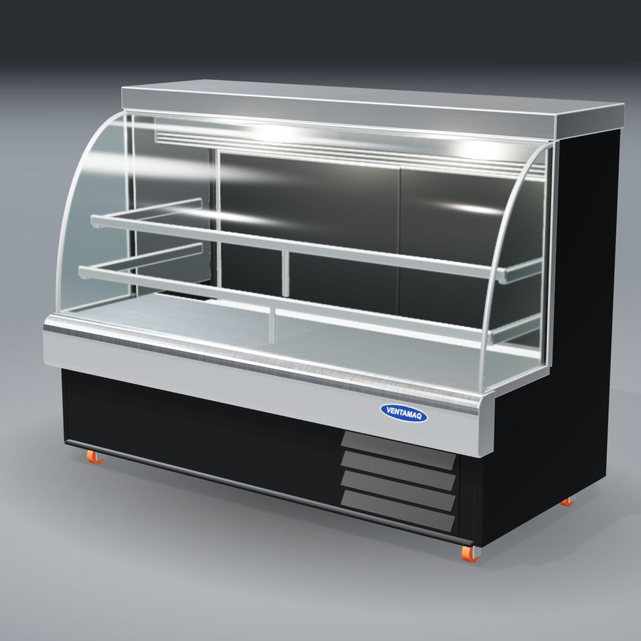 Vitrina MRC negra con vidrio curvo